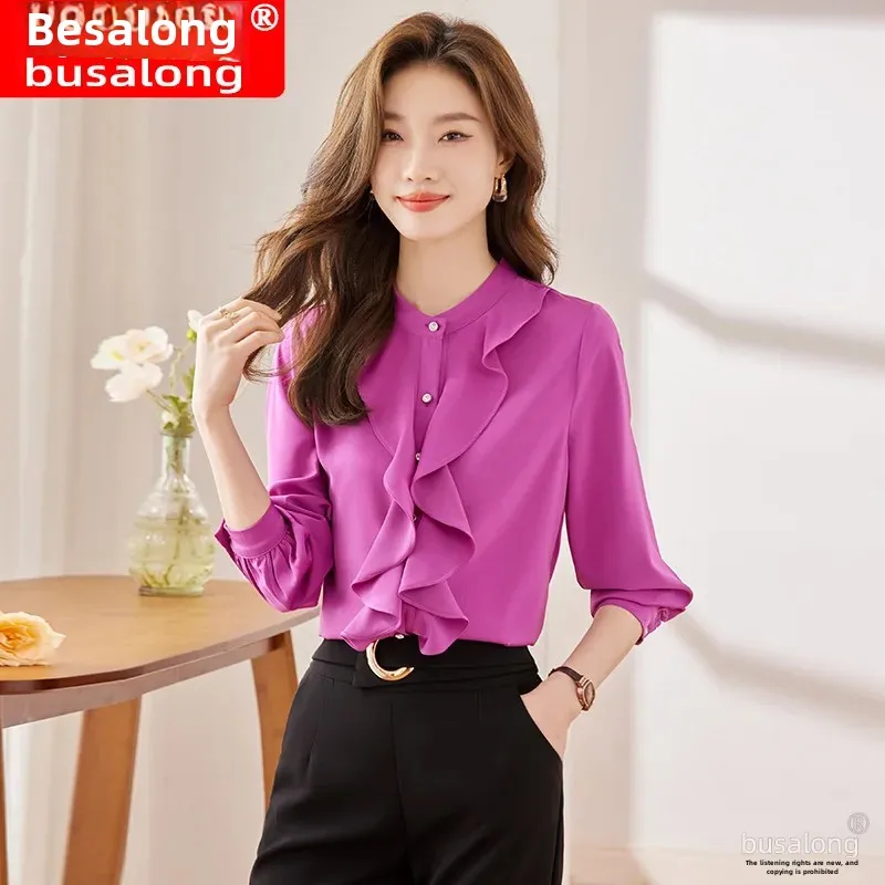 Новинка 2023 женская рубашка с длинным рукавом профессиональная облегающая