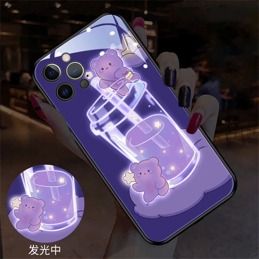 

So Cute Cat Design LED Call Light Flash Up Phone Cases For iPhone11 12 13 14 Mini Pro Max XR XS X 8 Plus Phone Cover With Gifts