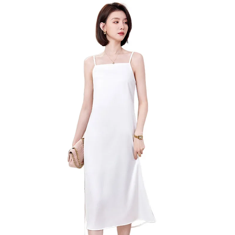 Элегантное женское приталенное платье на бретельках повседневное универсальное
