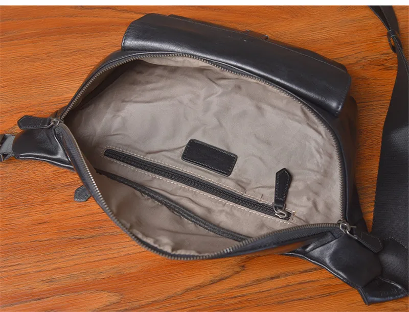 Luxury genuine leather men's multifunctional chest bag weekend outdoor daily natural first layer cowhide waist pack diagonal bag