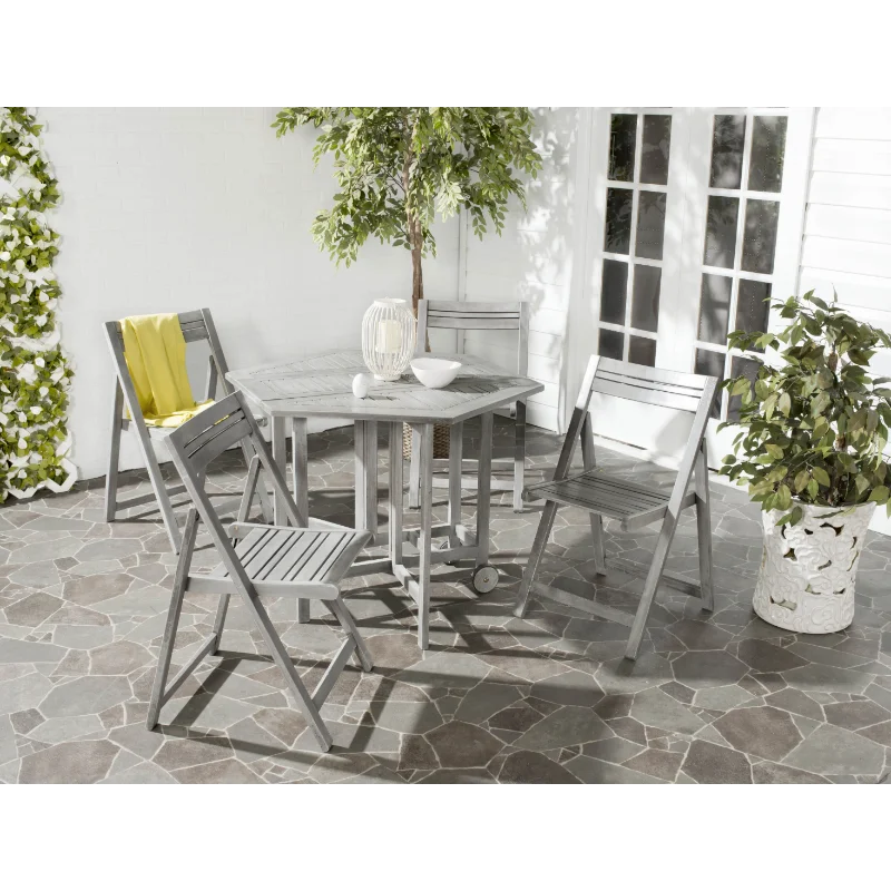 

SAFAVIEH Outdoor Collection Kerman Table & 4 Chairs Grey Wash