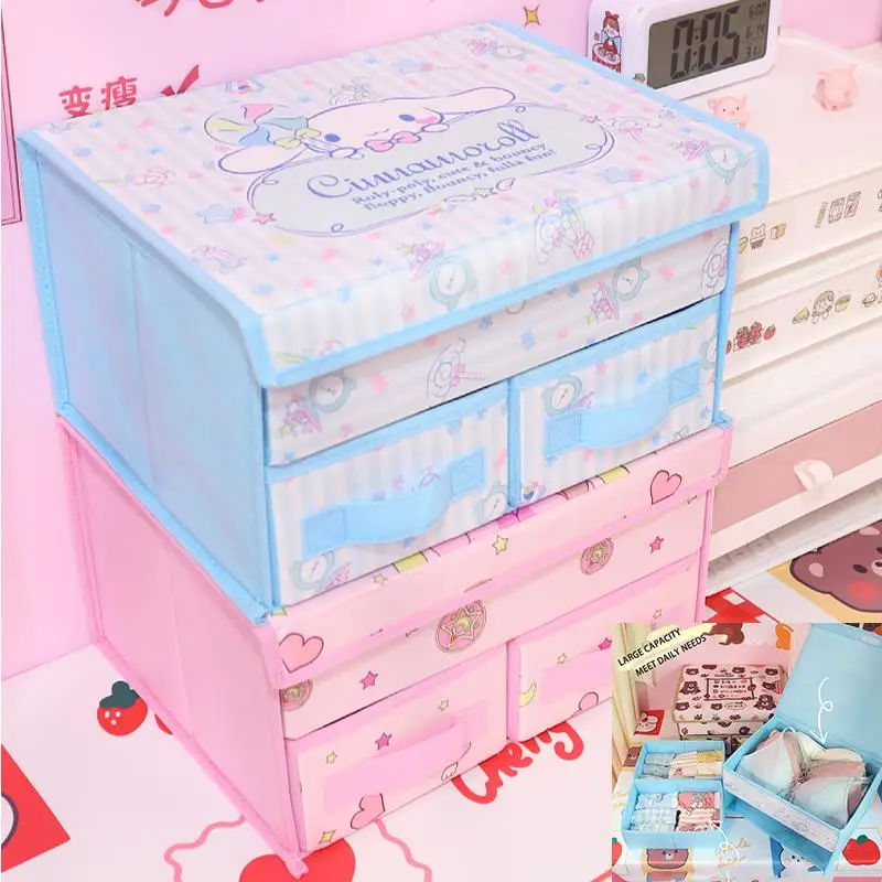 Anime Figure Foldable Double Drawer Storage Box With Lid Gift