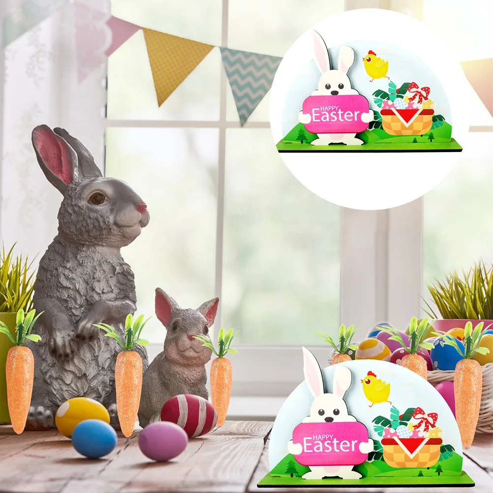 

Easter Wooden Desktop Ornament Easter Table Decor Centerpieces Easter Party Decor
