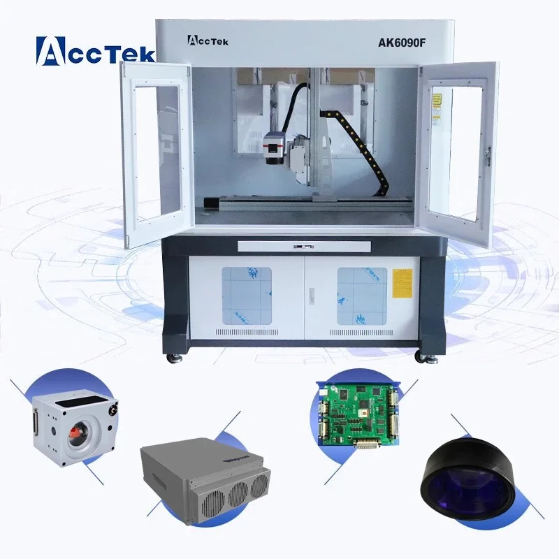 

AccTek color mopa fiber laser metal laser marking machine 20w 30w 50w Raycus source for stainless steel AK6090F