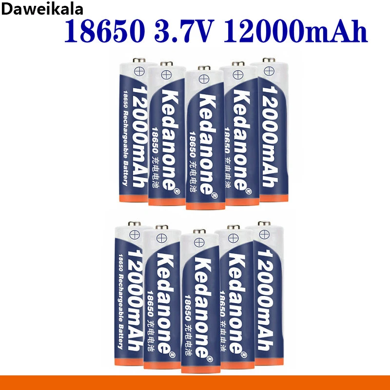 

1-10pcs 18650 Battery Rechargeable Battery 3.7V 18650 12000mAh Capacity Li-ion Rechargeable Battery For Flashlight Torch Battery