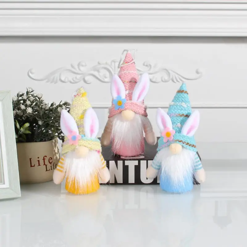 

Easter Day Theme Design Easter Bunny Creative Festive Atmosphere Soft Skin Faceless Dolls With Lights Easter Shining Rabbit Hot