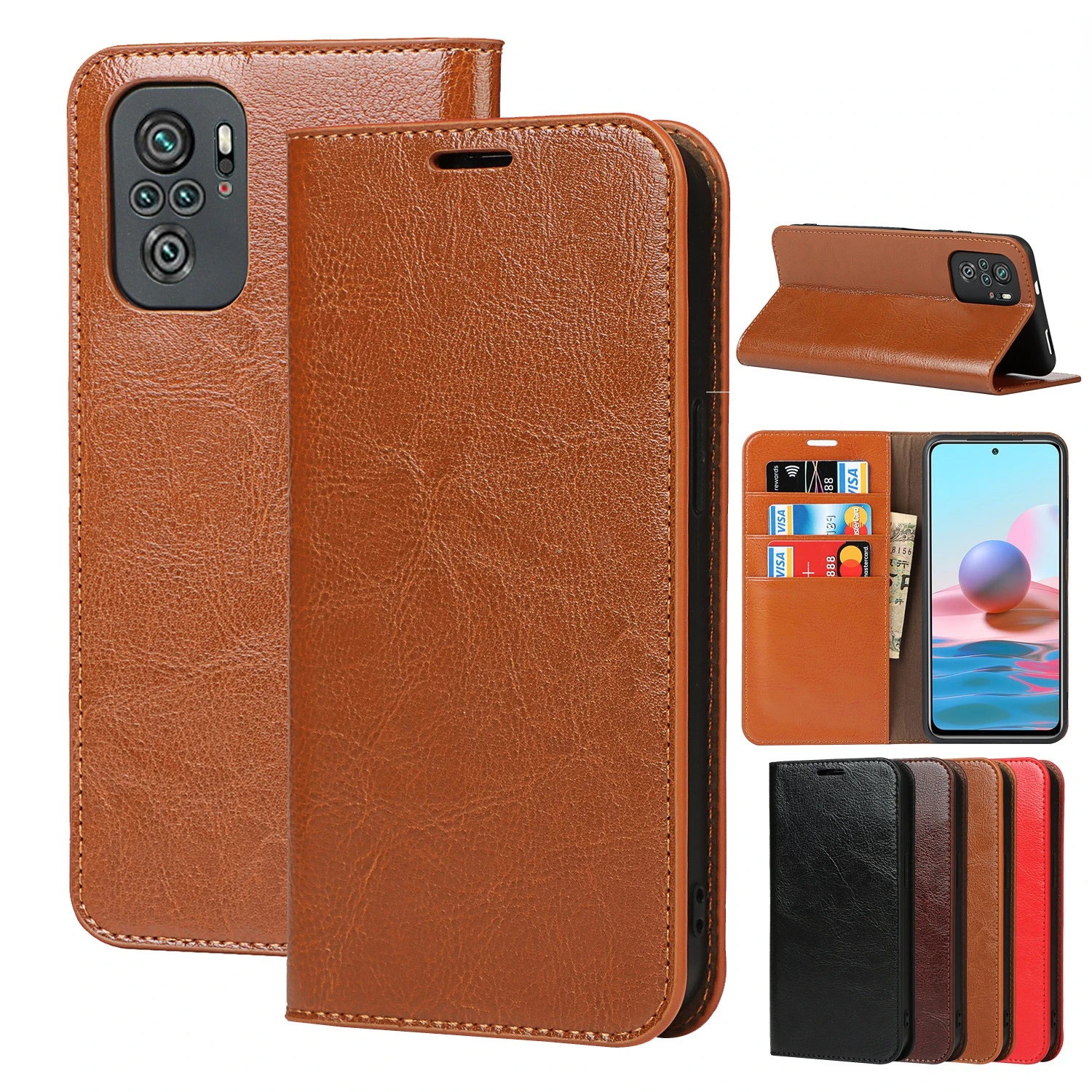 Чехол для телефона из 100% натуральной кожи Xiaomi Redmi Note 10 Pro Max 10S с откидной крышкой Mi