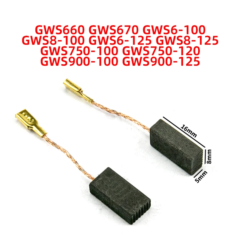 

Угольная щетка для Bosch GWS660 670 GWS6-100 6-125 GWS8-100 8-125 GWS750-100 120 GWS900-100 125 Аксессуары для угловых шлифовальных машин 5x8x15 мм