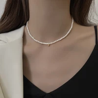 minar french elegant gold color bean pendant necklace for women irregular freshwater pearls beaded chokers necklaces jewellery