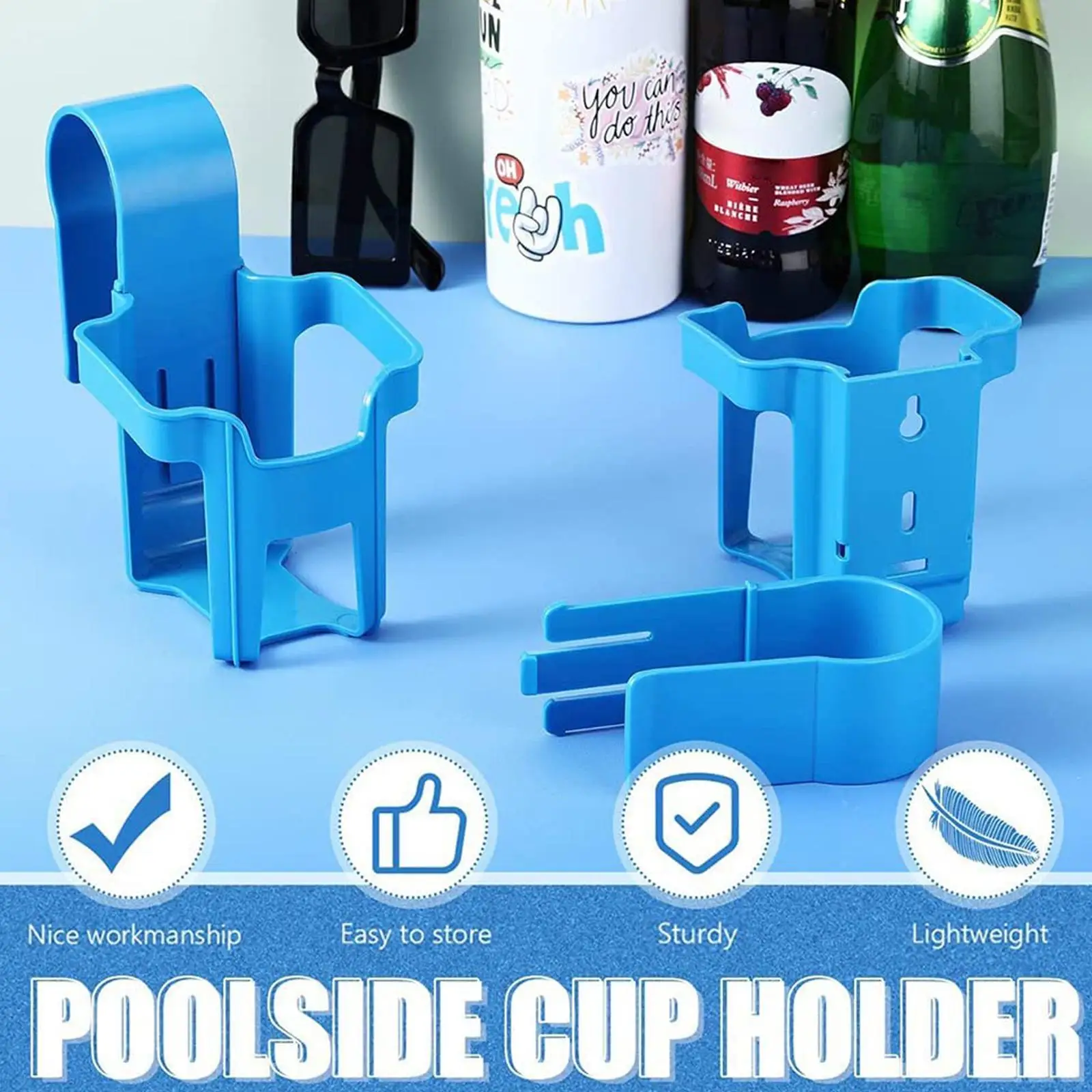 

Plastic Water Cup Hanging Holder Container Hook for Above Swimming Pool Side Beverage Drinks Beer Storage Shelf Swimming Pool