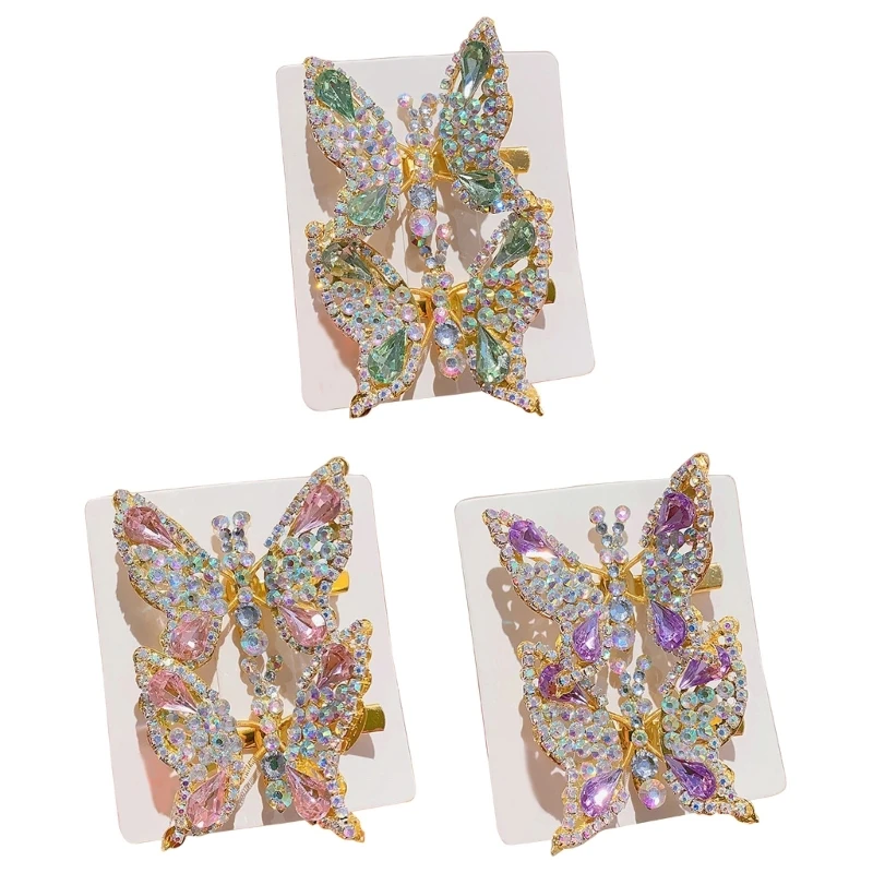 

2xMovable Butterfly Hair Accessories Children Hair Clip, Bowknot Hairpin 3D Hair Clip for Girls Fashion Fairy Headwear