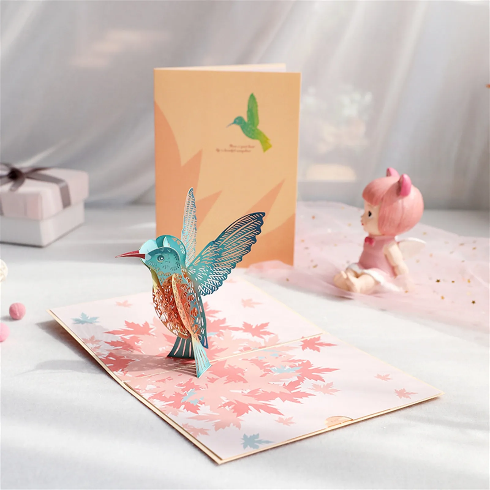 

Maple Leaf Bird Three-dimensional Greeting Card Gift Blessing Card Birthday Greeting Card Set Beautiful Handmade Gift Cards