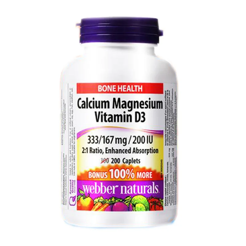 

WebberNaturals calcium magnesium vitamin D3 200 capsules/free shipping