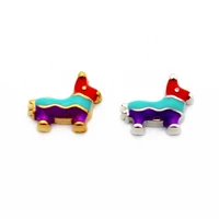 10pcslot metal enamel colourful dog animal floating charms fit diy glass living floating locket pendant necklace jewelry