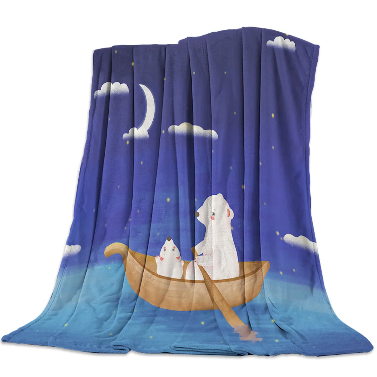 

Cartoon Polar Bear Flannel Throw Blanket Ice Arctic Blanket Lightweight Warm Super Soft Birthday Gift for Bed Sofa Couch Decor