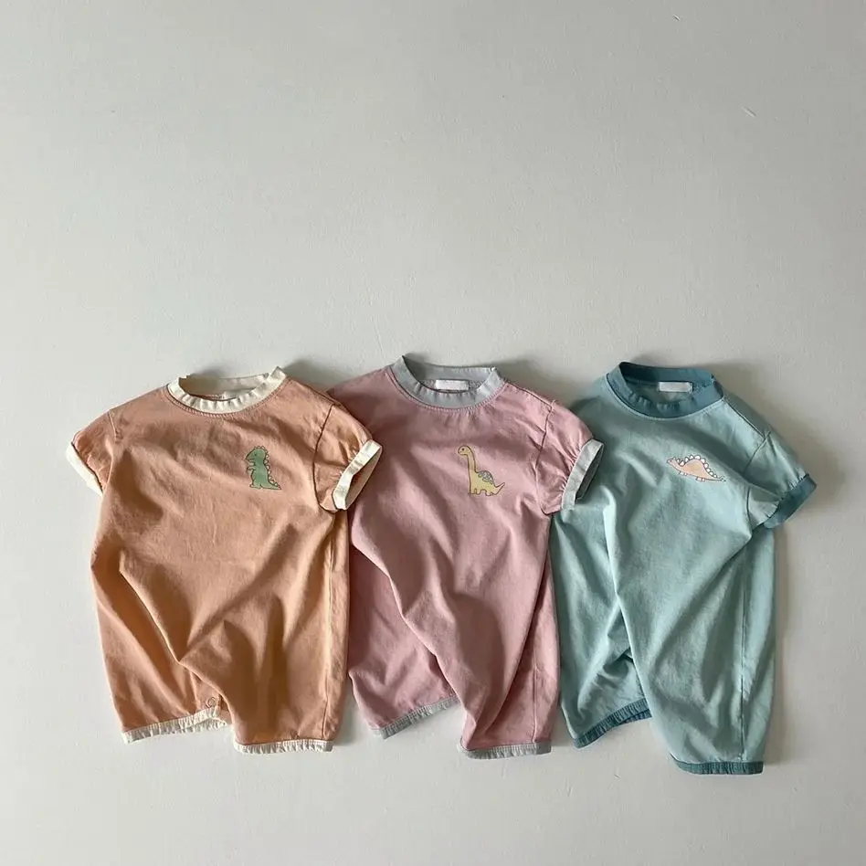 

2022 Newborn Baby Girl Summer Fashion Romper Toddler Boy Cute Dinosaur Cotton Short Sleeves Jumpsuit One Piece Infant Outfits