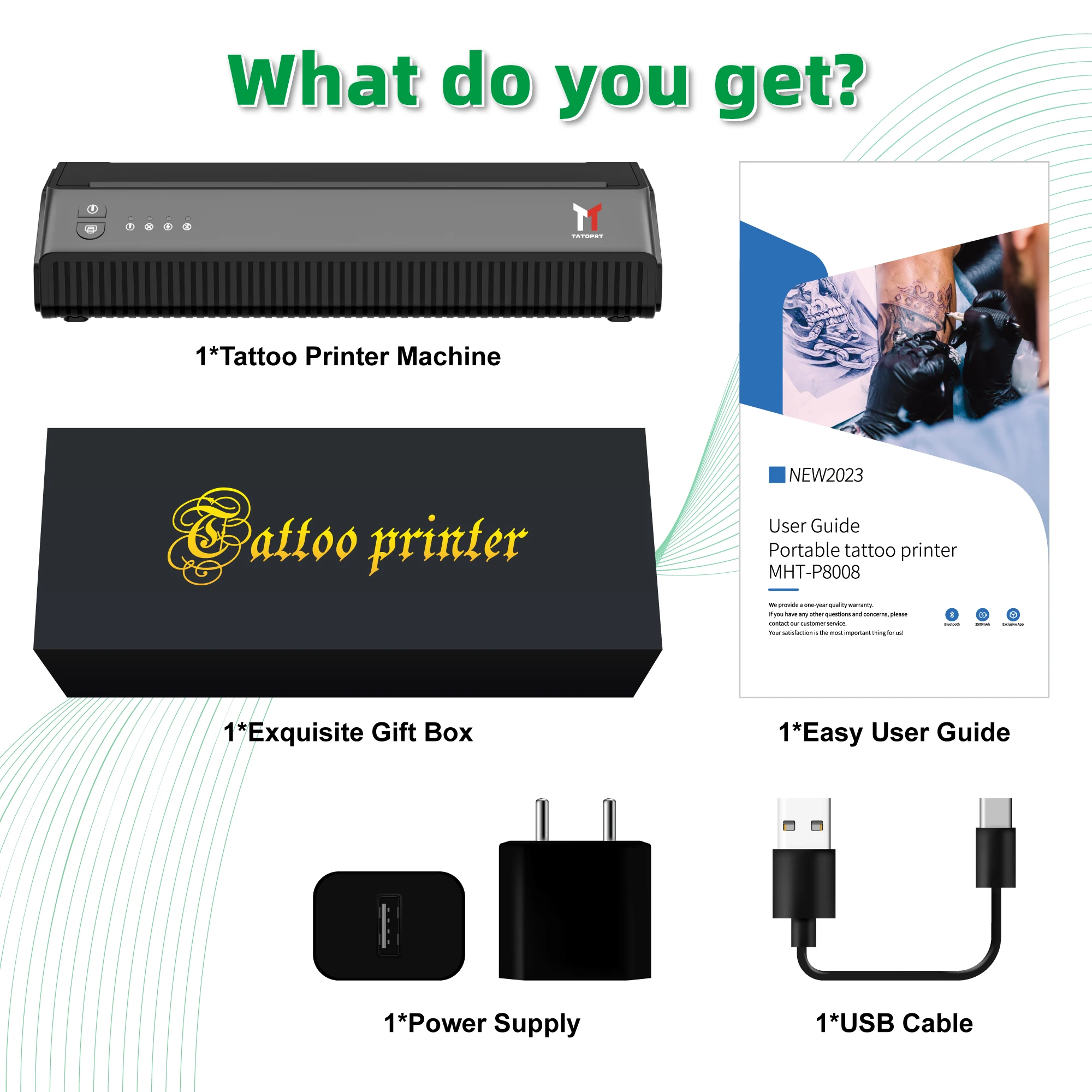 Фото MHT-Portable Tattoo Stencil Printer Thermal Copier Transfer Machine Mini A4 Thermal Tattoo Printer Wireless Portable Transfer №5