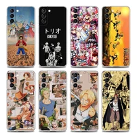 japanese cartoon anime one piece clear phone case for samsung s9 s10 4g s10e s20 s21 plus ultra fe 5g m51 m31 m21 soft silicone