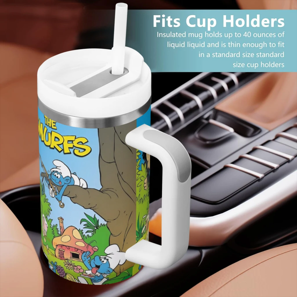 Автомобильные дорожные кружки The-Smurfs из нержавеющей стали 304 стакан для воды 40