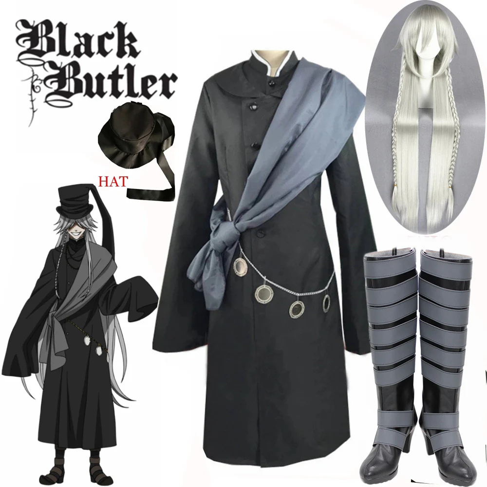 Anime Black Butler Kuroshitsuji Undertaker Cosplay Costume Kuroshitsuji Undertaker Cosplay Wogs Boots Shoes For Adult Halloween
