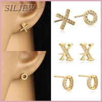 copper a z 26 letters sparkling zircon gold plated small stud earrings for women fashion party earrings jewelry pendientes 2022