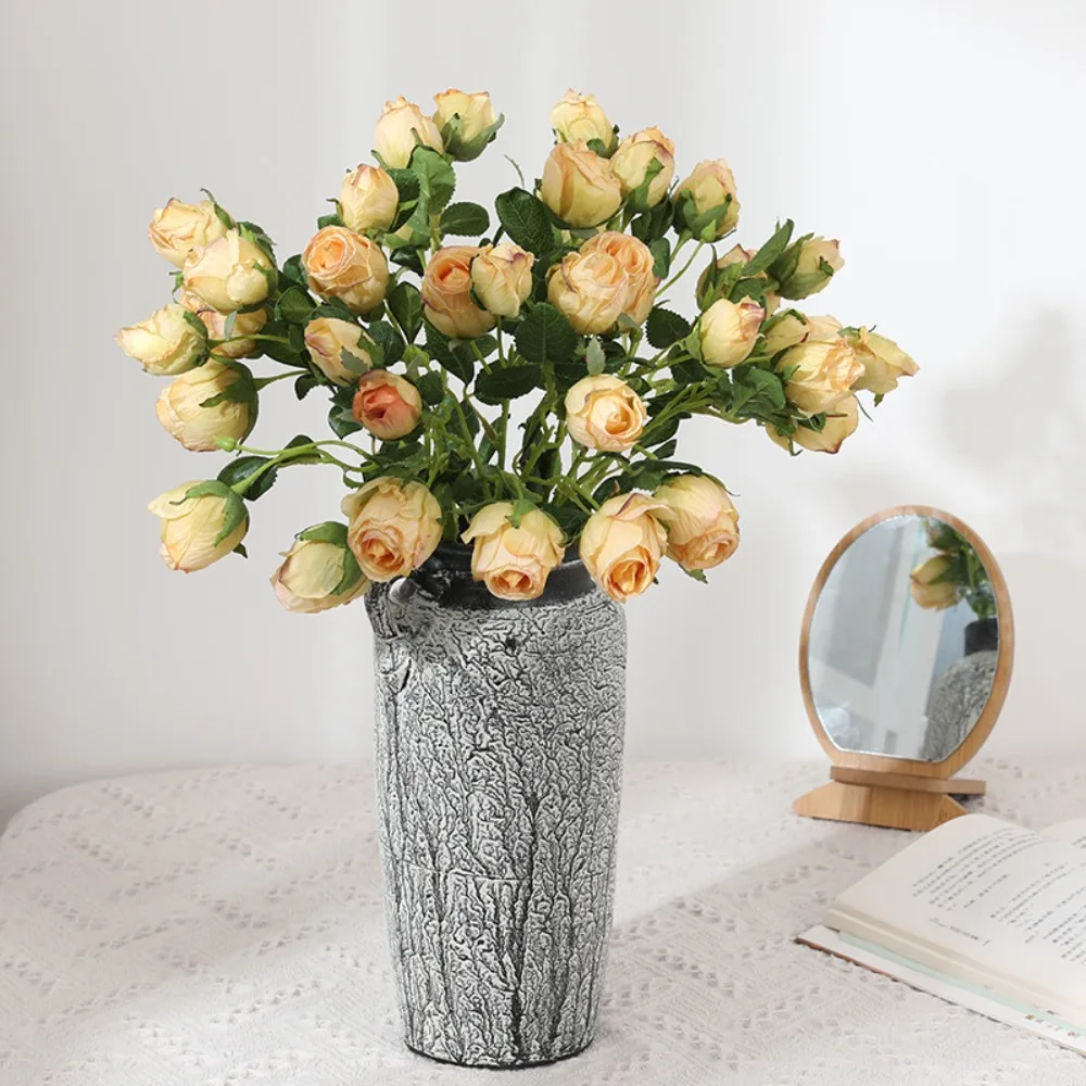 Настоящее прикосновение 7 головок искусственные цветы розы ретро имитация