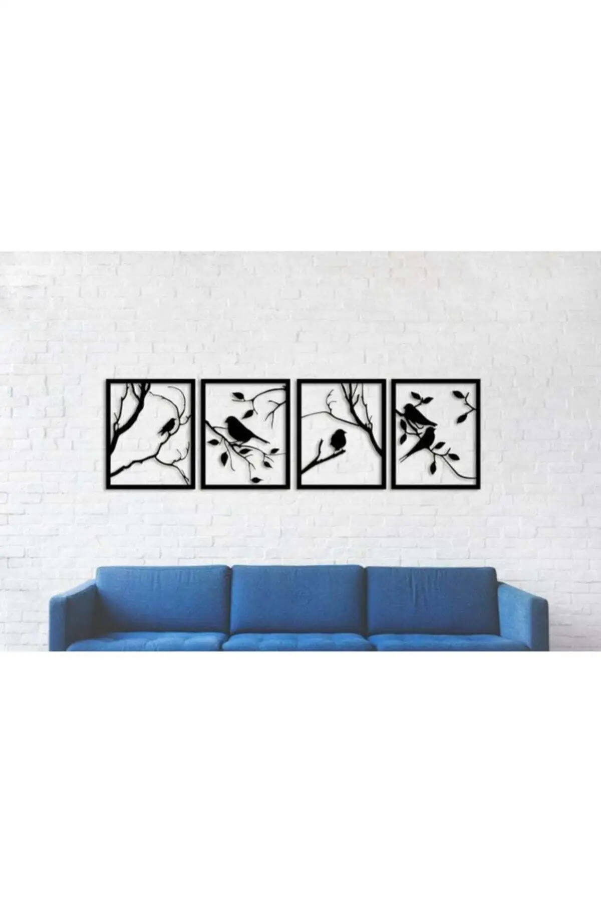 bird and tree design wall decor picture 4pcs set black wood laser cut sticker ornament painting home office room luxury design free global shipping