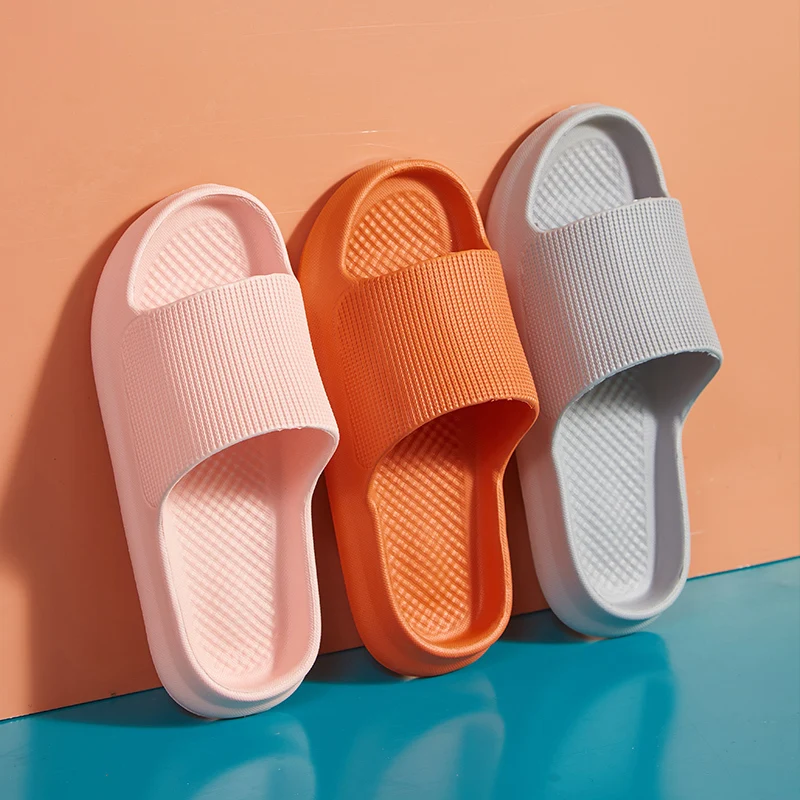 

Women Men Slippers Thick Platform Home Slippers Men Indoor Non-slip EVA Bathroom Slides Man Sandals 2023 Summer Soft Flip Flops