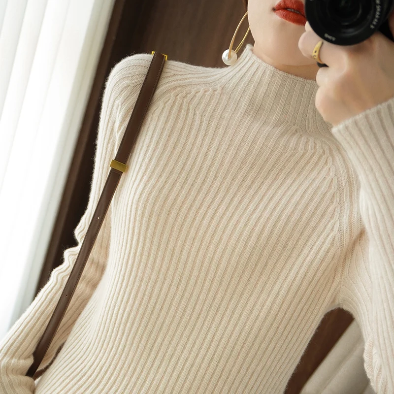 

Half high collar women's autumn and winter thickened new sweater, pullover, loose knit