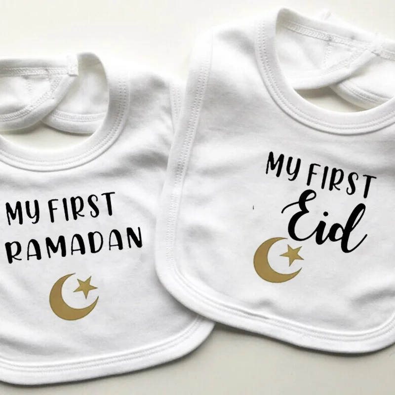 Moon star My First Ramadan baby boy girl bib happy Eid Mubarak Muslim Islamic Kareem Iftar festival decoration keepsake gift