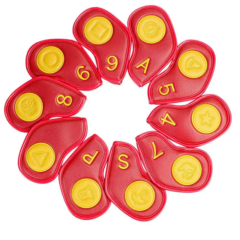 

10PCS Golf Irons Cover Embroidery Cartoon Club Cover Head Cover Protective Cover Golf Irons Cover With Identification Number
