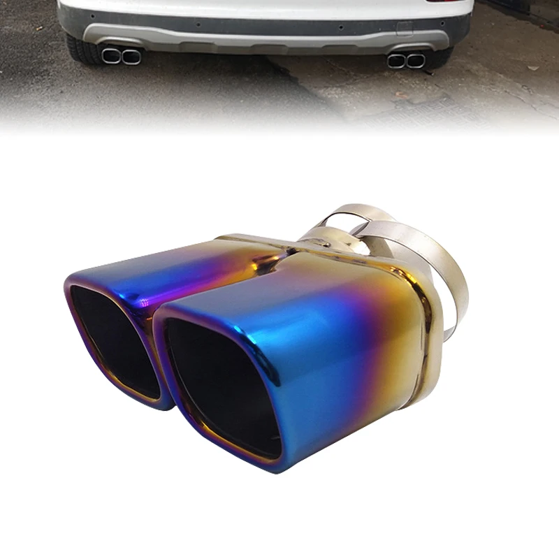 

Car exhaust pipe is suitable for Chevrolet Chuangku double-out semi-blue stainless steel muffler tail throat decoration