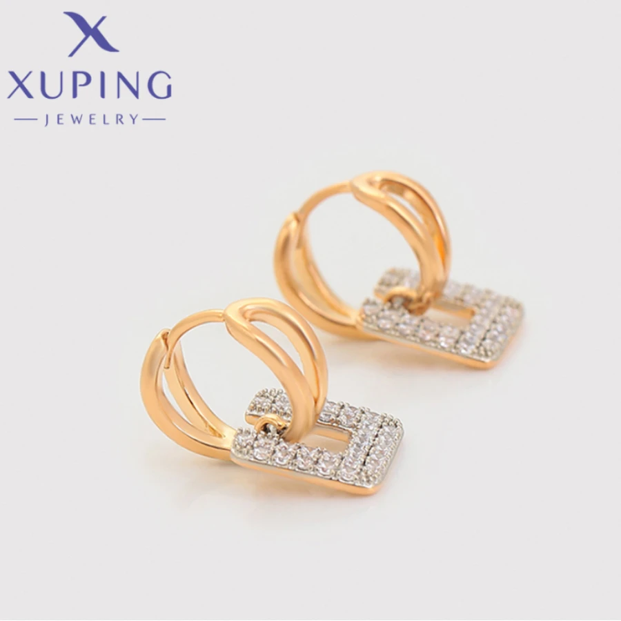 Квадратные серьги-кольца Xuping