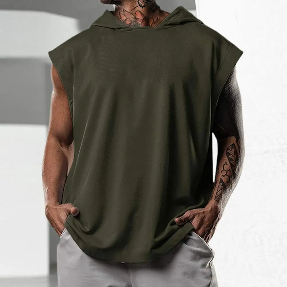 

Trendy Men Shirt Sports Men T-shirt Solid Color Sweat Absorption Summer Shirt Hat