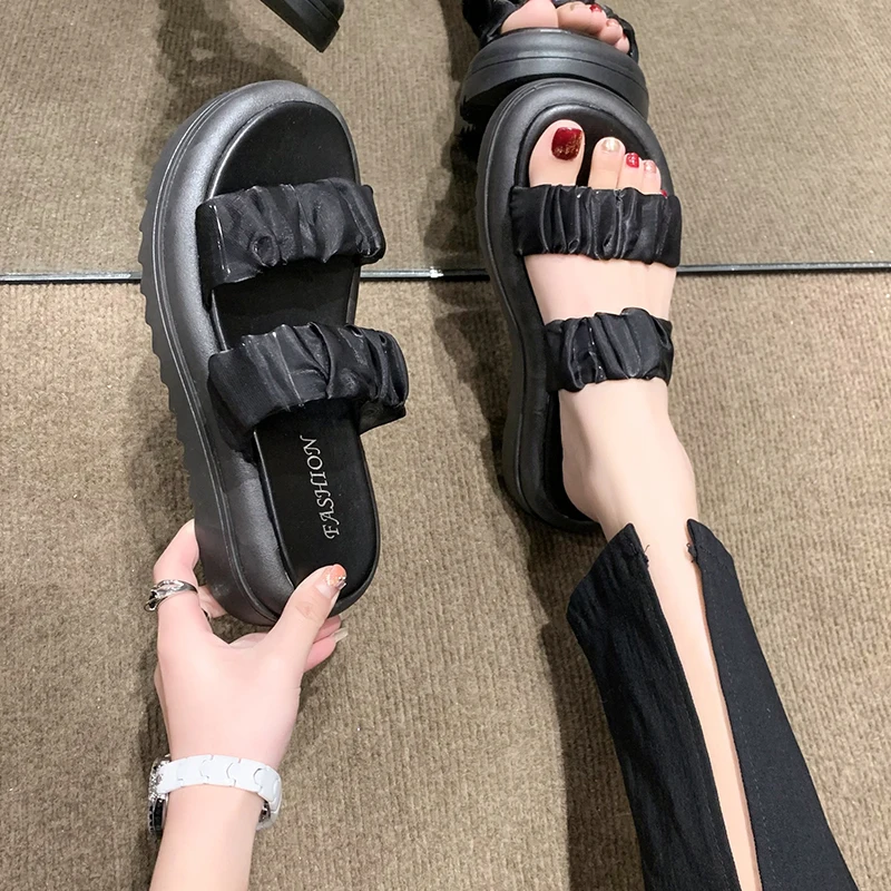 

Тапки женские на платформе, повседневные однотонные, плоская подошва, модные современные, лето 2023