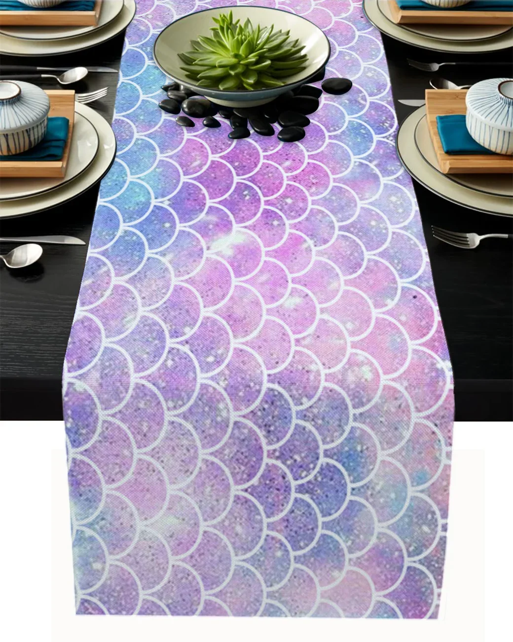 Чешуя русалки красочные льняные дорожки для стола аксессуары украшения