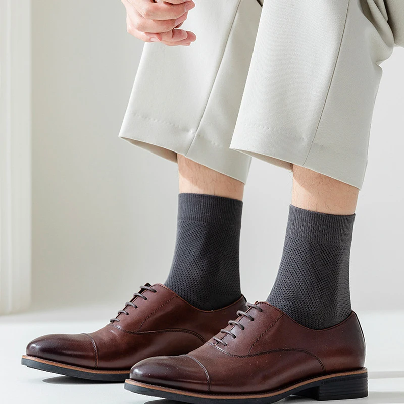 HSS Brand Men's Cotton Socks Mesh Style Black Business Men Socks Soft Breathable Summer Thin for Male Socks Size EU39-45(6.5-11)