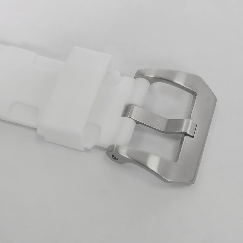 PVD Black 45mm Watch Case Can Case + White Inner Ring + White Rubber Strap Can Accomm Watch Caseodate NH35 NH36 Calibers