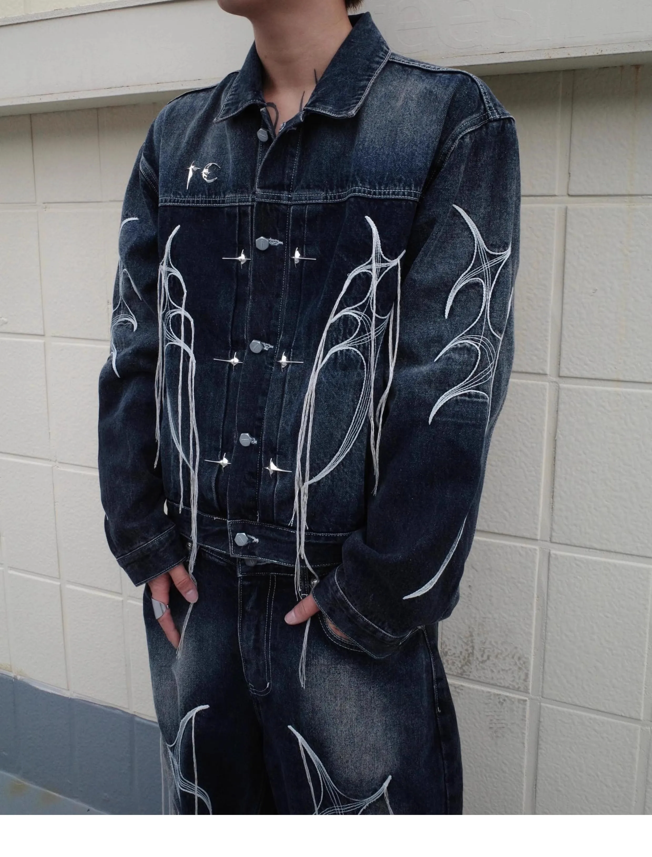 2024 Thug Club Американская ретро-куртка с потертым эффектом черная короткая рабочая