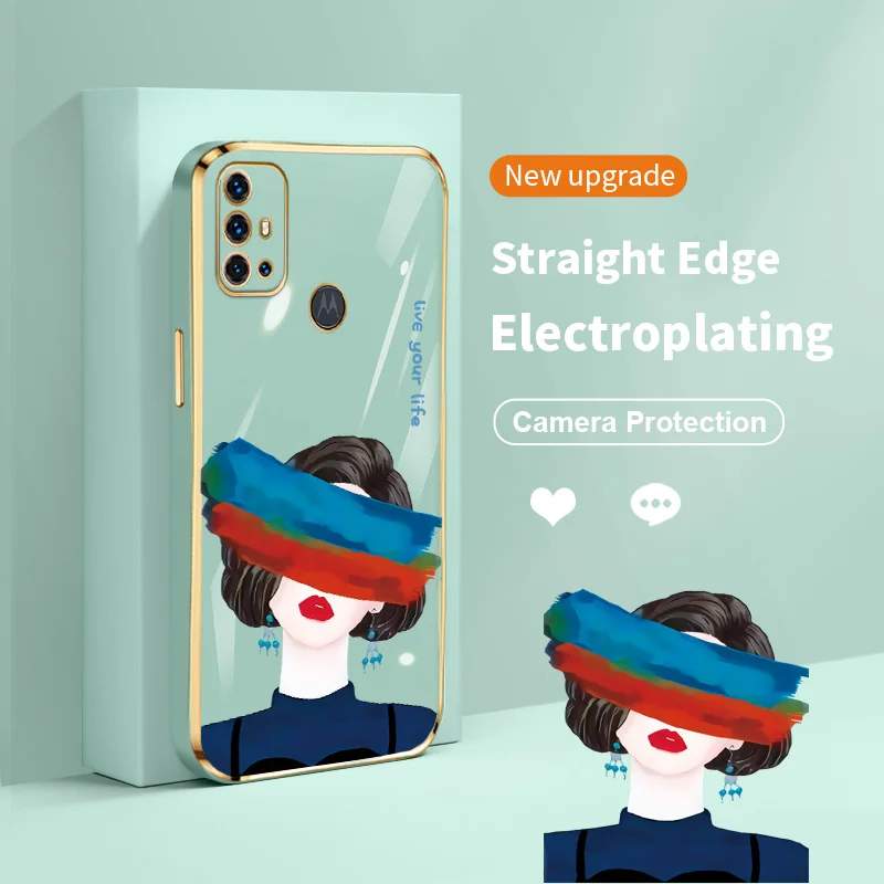 

Graffiti Eyes Girl Plating Case for Motorola Moto G30 G10 G50 G8 G9 Play G8 Power Lite G9 Plus G Stylus G60 G40 Fusion