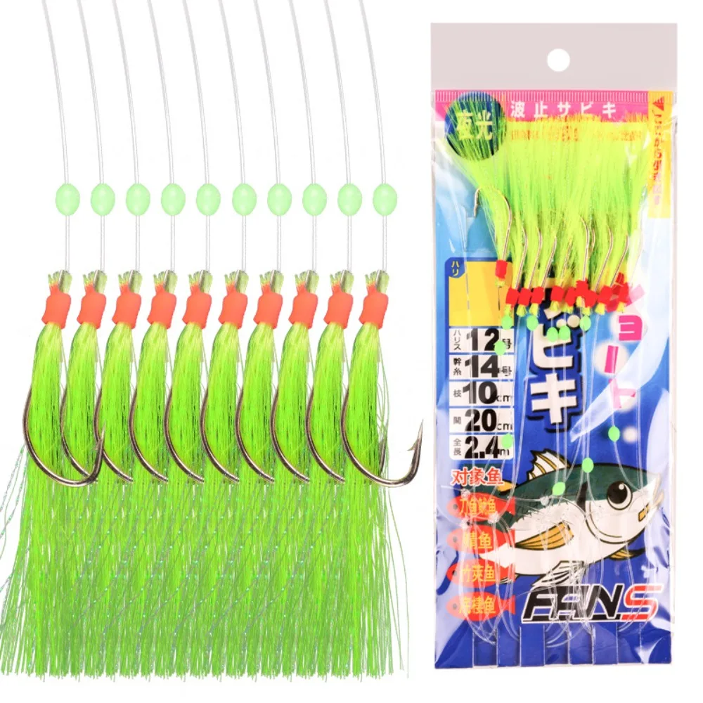 

10pc 4/0# Fishhook Mackerel Barbed Hook Bass Cod Lures Sea Fishing Rigs Tackle Boat Fishing Hook Mackerel Feathers Bass Cod Lure