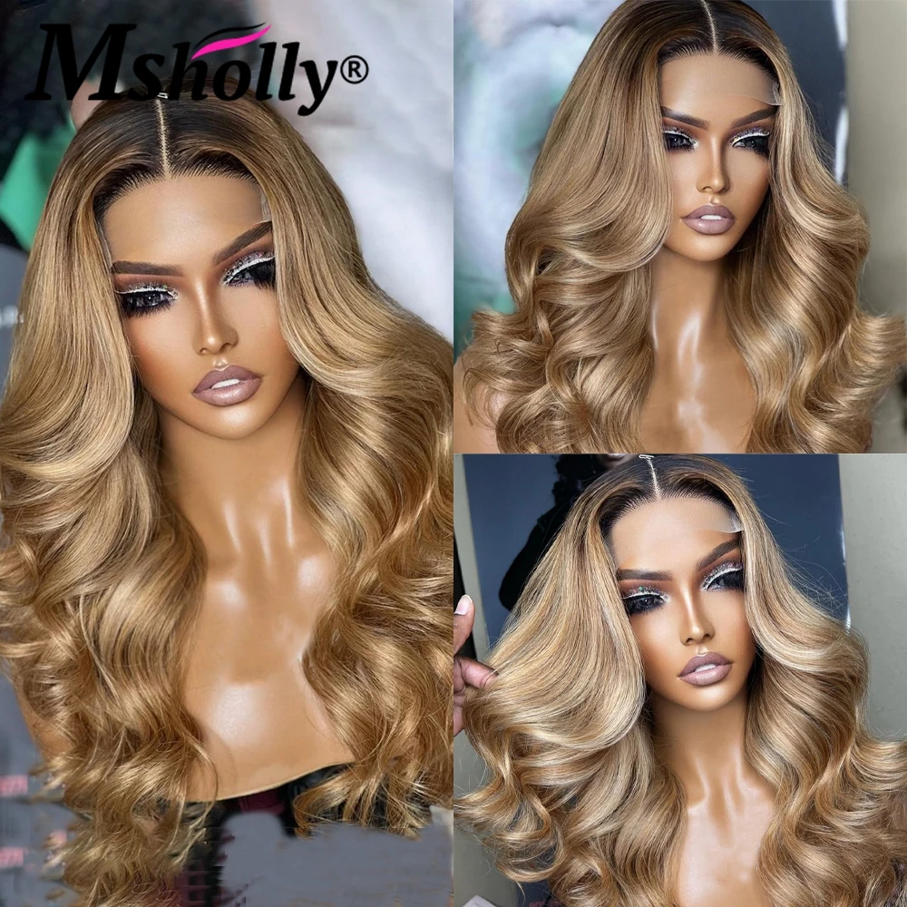 

Парик женский из натуральных волос, с перехлёстом, с темными корнями 13x 4