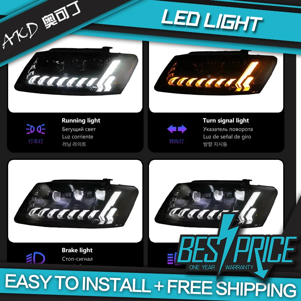 AKD Стайлинг автомобиля для Audi Q5 фары 2009-2018 светодиодные проектор линзы Siginal DRL