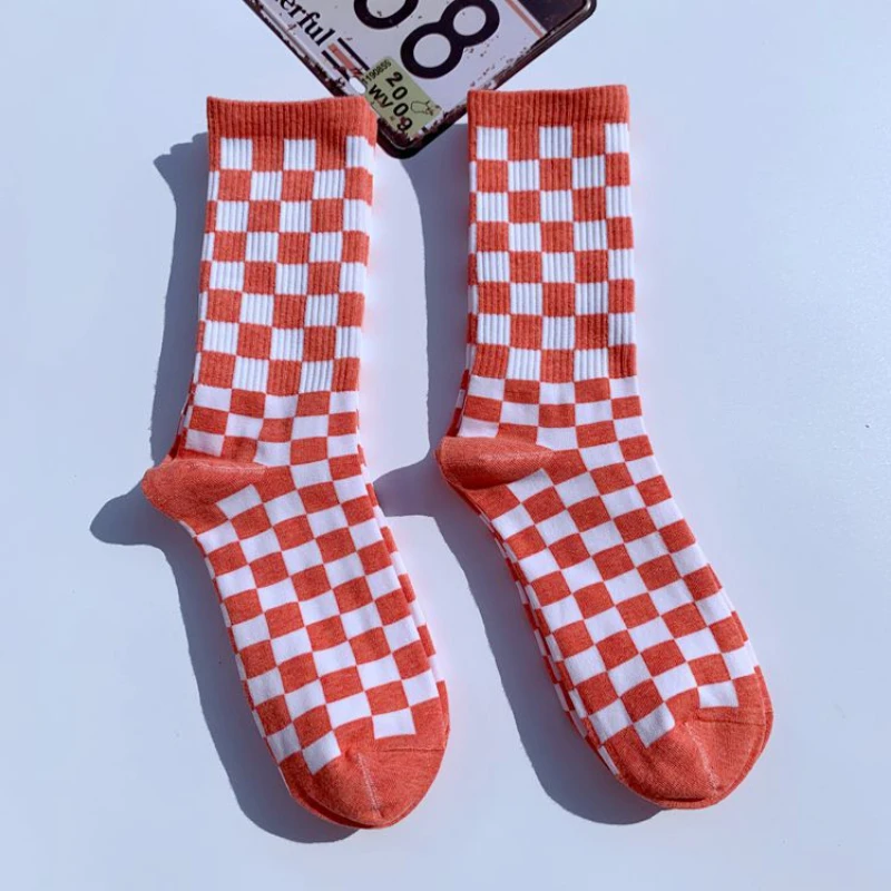 Socks Women Autumn Winter New Net Red Ins Wind Female Checkerboard Fashion Socks Plaid Socks