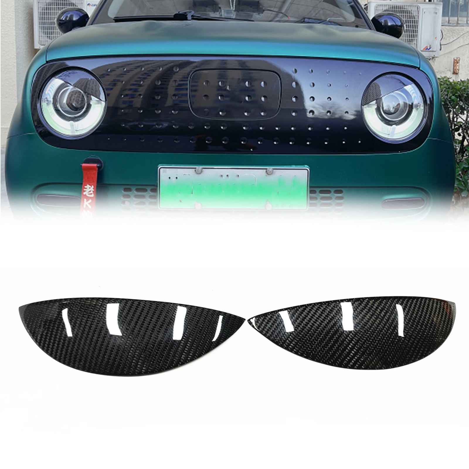 

Front Headlight Eyebrow Lamp Eyelid Sticker Head Light Cover Brow Strip Carbon Fiber For Ora 2018-2022