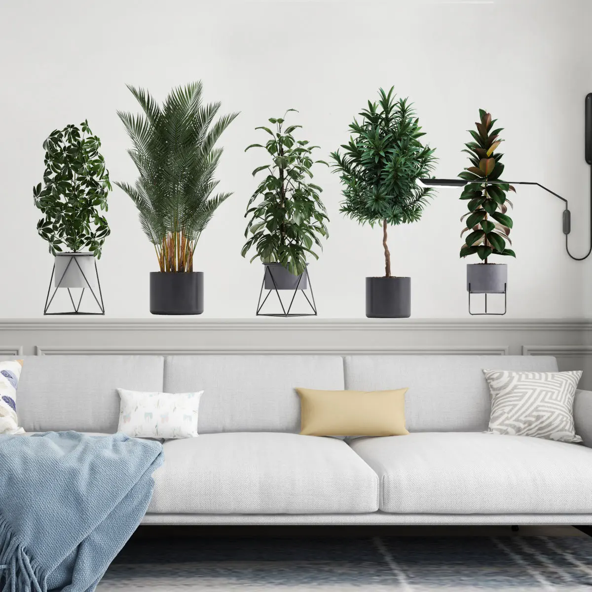 

Creative wall stickers 3D green plants potted three-dimensional living room background decoration stickers