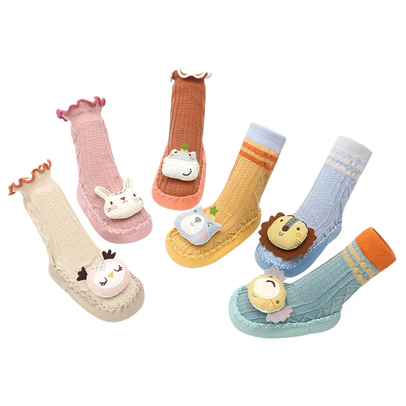 Toddler Walking Shoes Cartoon Anti-slip Floor Socks for Baby Boy Girl Cute Doll Leather Sole First Warkers images - 6