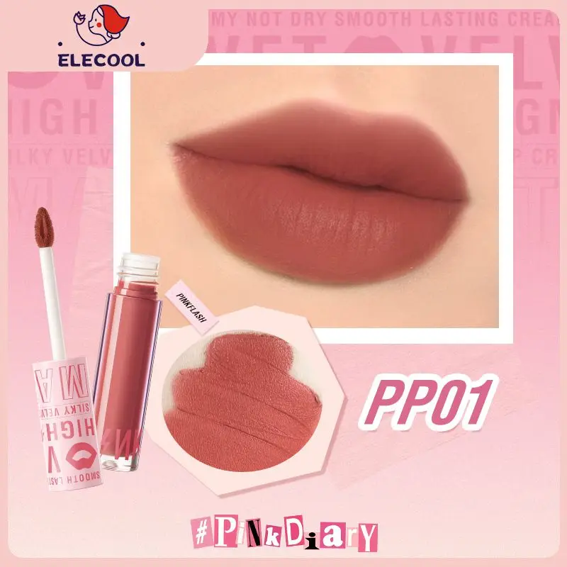 

Pink Soft Velvet Matte Lip Gloss Non-stick Cup Lip Glaze Liquid Lipstick Lips Makeup 17 Colors Milk Tea Gentle Color Cosmetics