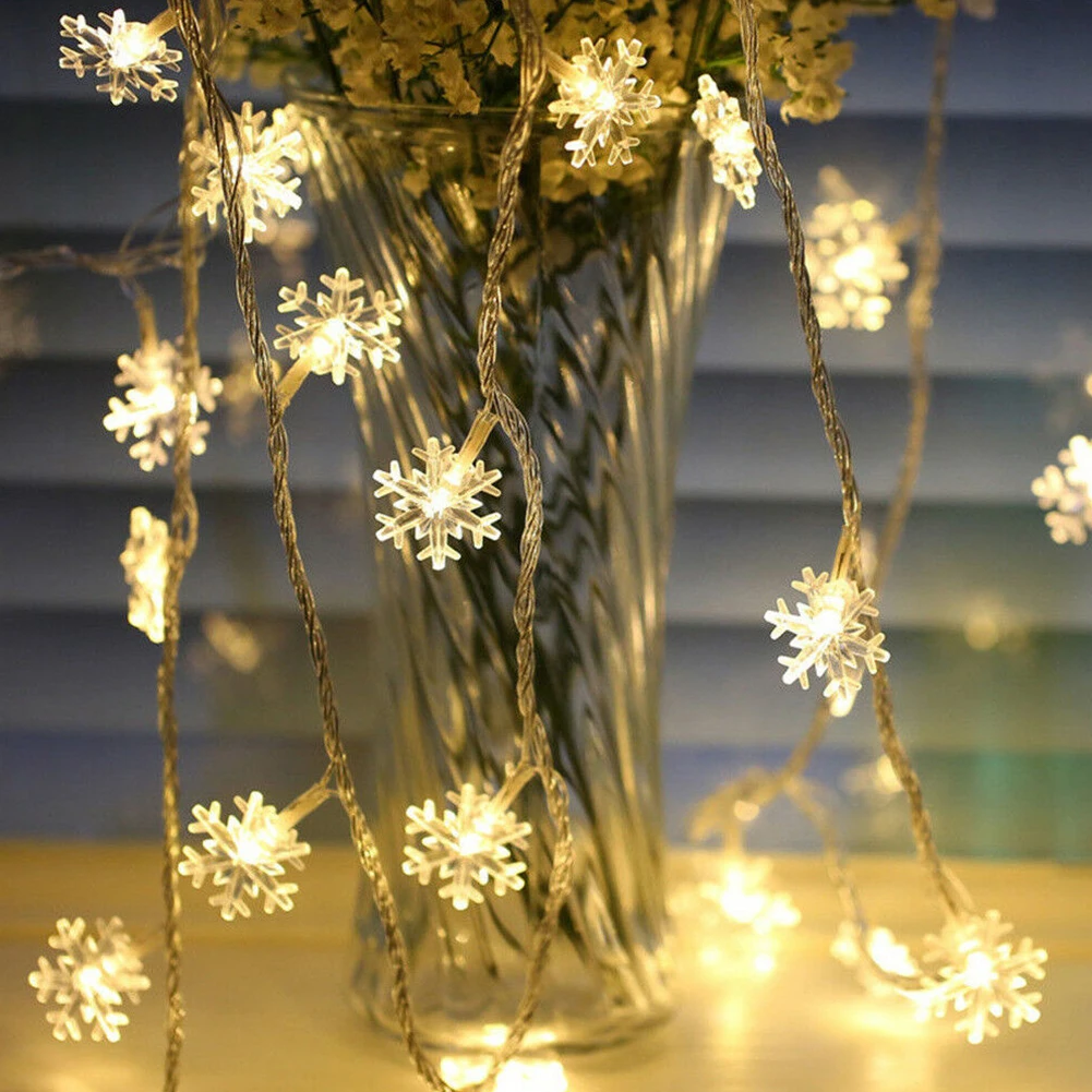 

20Leds String Lights Snowflake Star Rose LED Fairy Lights 3M Garland Light Battery-operated Christmas Home Party Decoration