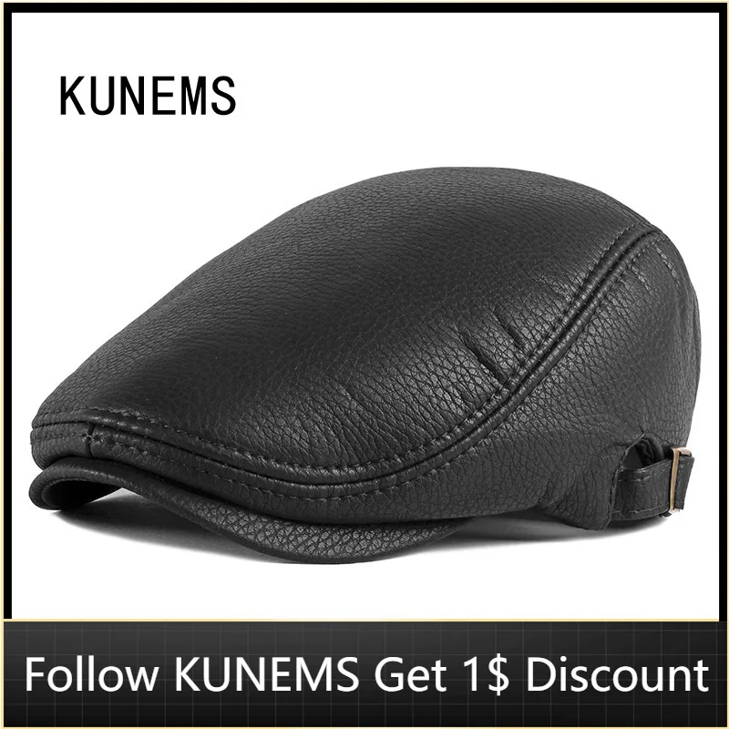 

KUNEMS Autumn and Winter Middle-aged and Elderly Newsboy Hat Retro Fashion Berets Casual Forward Hats for Man Dad Cap Gorras